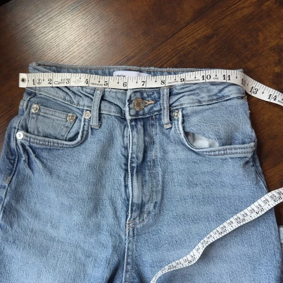 Zara Light Wash Blue Denim Jeans Straight Leg High Waist Size 0 - Picture 7 of 13